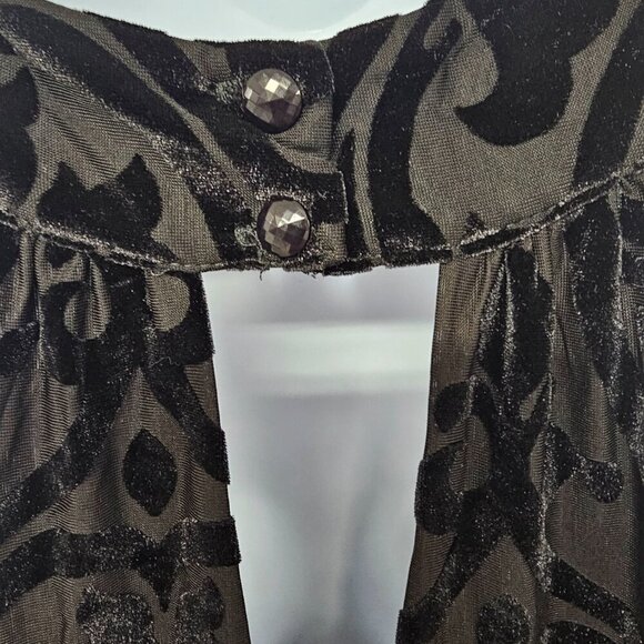 Francescas Black Velour Flocked Choker Tank Goth Boho Burnout Romantic S - Picture 9 of 13